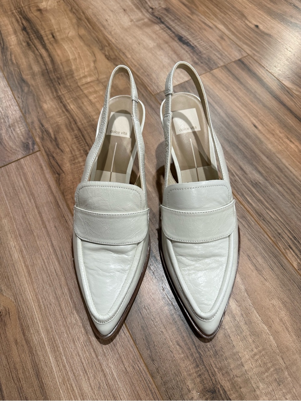Dolce Vita Cream Pointed Toe Slingback Loafers